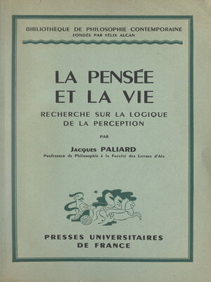 cover image of La pensée et la vie